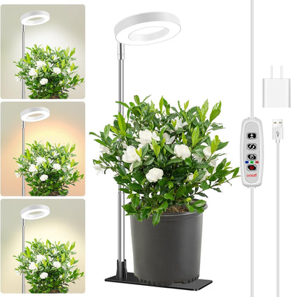 Grow Lights for Indoor Plants, Full Spectrum Plant Lights for Indoor Growing with with 3/9/12H Timer, 3 Color Modes, 10 Brightness, 6.5"-26" Height Adjustable Small Grow Light, 1 Pack(3.4in)