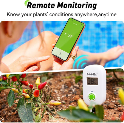 RAINPOINT Smart Digital Wireless Plant Moisture Meter Houseplants Indoor WiFi Hub Kit with Low/High Moisture Alert,Real-time Monitor Hygrometer Sensor Outdoor Gardening Push Notification&Email
