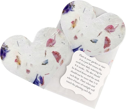 Wildflower Seed Paper - Set of 24 Mixed Heart-Shaped with Envelopes and Planting Instruction, Writable & Plantable Gift for Moms and Plant Lovers, Ideal for Wedding, Memorial, Baby Showers