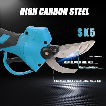 21V Electric Pruning Shears, Tacsaw Upgraded 600W Brushless Electric Pruner with 2×2.0Ah Batteries, 2 Blades, Fast Charger, 1.6" Cutting Diameter, Cordless Pruning Shears for Yards/Outdoors/Farms