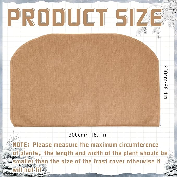 2 Pcs Winter Plant Covers Freeze Protection Reusable Plant Protector Bag with Drawstring Warm Shrubs Cover Frost Protection Planting Jacket Bags for Outdoor Garden, Brown (98.4 x 118.11 Inch)