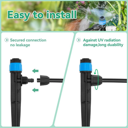 Drip Irrigation Emitters for 1/4" Tubing: Adjustable 360 Degree Water Flow Drippers with Lock Barbed - Drip Spray Emitters Parts for Garden Watering System (25pcs)