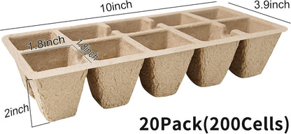 SYITCUN 400 Cells Seed Starter Tray, 40 Pack Biodegradable Seed Starter Kit, Peat Pots for Seedlings with 400 Plant Labels, 2 Seed Planting Tool and 1 Spray Bottle
