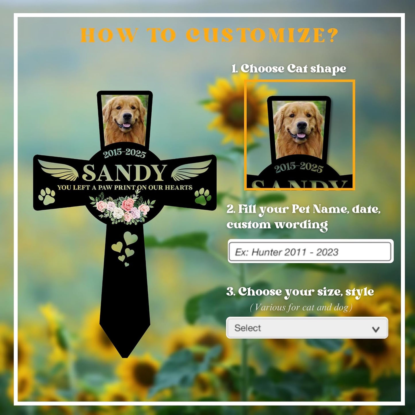 Pet Grave Marker Dog – Custom Dog Tombstones for Graves Outdoor with Name and Date, Dogs Memorial Cross for Graveyard or Garden, Weatherproof Pet Tombstone for Dogs