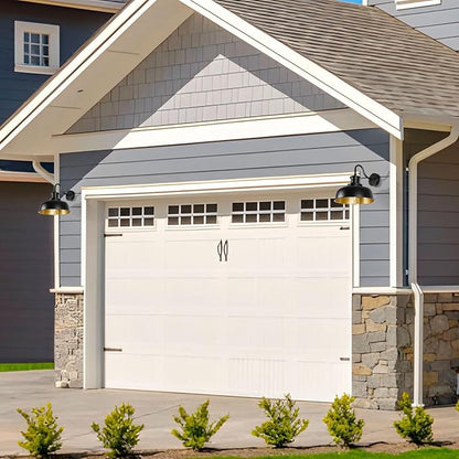 Solar Barn Light for Outside, Gooseneck Outdoor Wall Lights Solar Powered, Farmhouse Exterior Wall Sconce, Industrial Outside Lighting Fixture, Rustic Lantern for Garage, Barn, Shed,RZSR007-2 BK