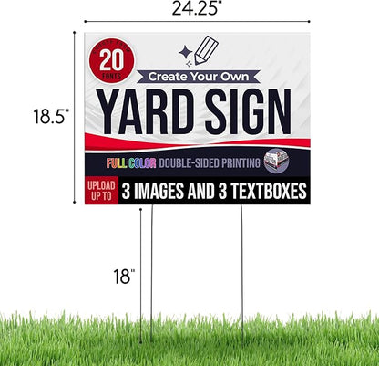 24x18" Double Sided Custom Yard Sign with Metal Stakes, Personalized Full Color Corrugated Yard Sign for Outdoors, Front and Back Custom Printed Personalized Lawn Signs (Design 6)
