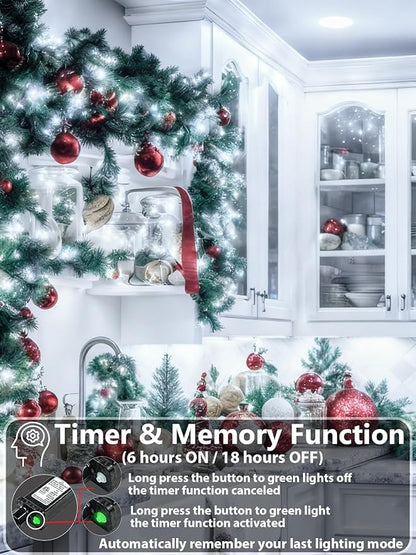 1000 LED Christmas Lights Outdoor Indoor, Super Long 330 FT Green Wire Plug In String Lights with 8 Modes & Timer & Memory, Waterproof Fairy Light for Xmas Tree Party Garden Decorations, Cool White