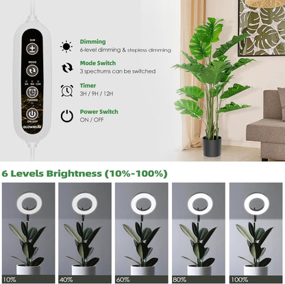 PRONORO Grow Light for Indoor Plants,Full Spectrum LED Grow Light,Standing Grow Light for Large Plants,Auto ON/Off Timer,6 Dimmable Levels,3 Spectrum Lighting Modes,Height Adjustable,20W