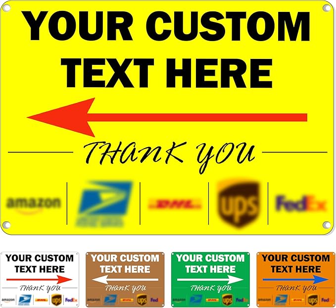 Custom Metal Delivery Sign for Packages, Waterproof Personalized Leave Packages Sign for Home, Leave Your Delivery Instruction on Signage (Normal style, 12"x8")