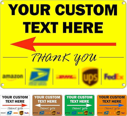 Custom Metal Delivery Sign for Packages, Waterproof Personalized Leave Packages Sign for Home, Leave Your Delivery Instruction on Signage (Normal style, 12"x8")