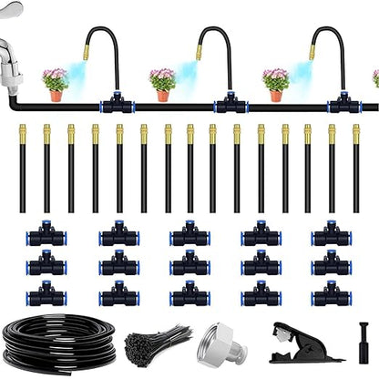 49.21Ft Drip Irrigation Kit Automatic Drip Irrigation System, 360° Bendable Garden Irrigation System, Garden Watering System Adjustable Bendable Nozzle Copper Sprayer System for Garden Yard