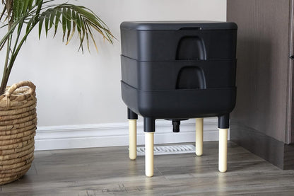 FCMP Outdoor - The Essential Living Composter, 2-Tray Worm Vermicomposter Bin (HF-LC4000v2-BLK) Black