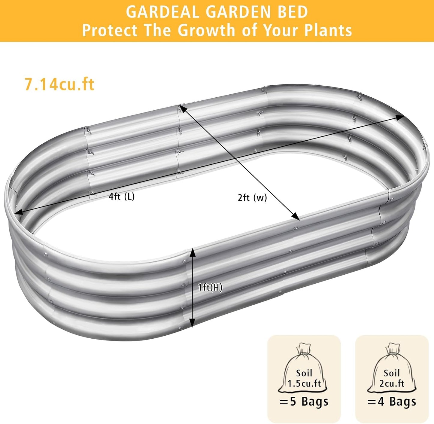 Garden Galvanized Raised Garden Bed Kit - Metal Planter Boxes for Vegetables/Herbs/Flowers, Heavy-Duty Steel Outdoor Garden Box with Reinforced Edges