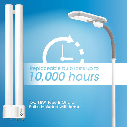 OttLite Standing Floor Lamp with Adjustable Neck, Pivoting Shade Multiuse Daylight Floor Lamp LED Light - 36w Fluorescent Natural Daylight - Modern Home Decor, for Living Room, Reading, Dorm & Office