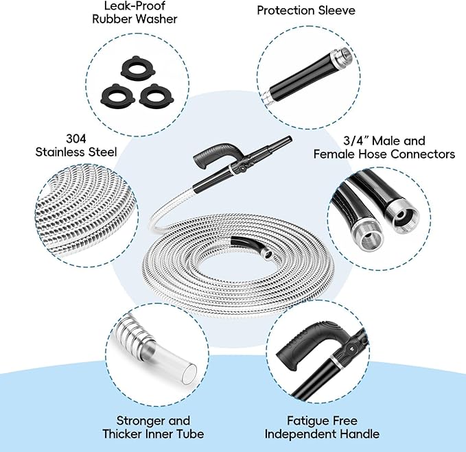 SPECILITE Metal Garden Hose 50ft Heavy Duty 304 Stainless Steel Water Pipe for Yard, Outdoor, RV - Durable, Tough & Flexible, Kink & Tangle Free, Pet-proof, Puncture Resistant with Independent Grip