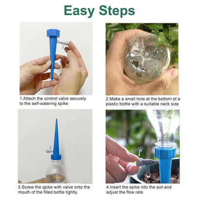 10 Pack Automatic Plant Watering Spikes – ExtraLong & Leakproof Spikes, Adjustable Flow Self Watering Spikes for Indoor Outdoor Plants, Fits Standard 1.1in Bottle Mouth, Vacation Drip Irrigation