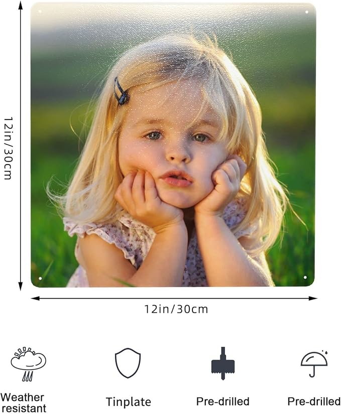 Custom Weatherproof Metal Signs for Outdoor Indoor Personalized Design Your Own Message Image Text Steel Sign for Home Wall Decor Business Road Square 12x12 Inch