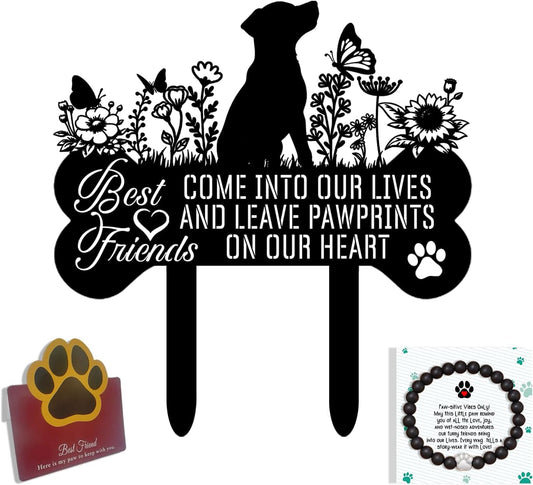 Pet Grave Markers Dog, Metal Pet Metal Memorial Garden Stake, Pets Waterproof Grave Stakes Plaque, Pet Headstone Garden Memorial Graves, Metal Dog Garden Decor 12"