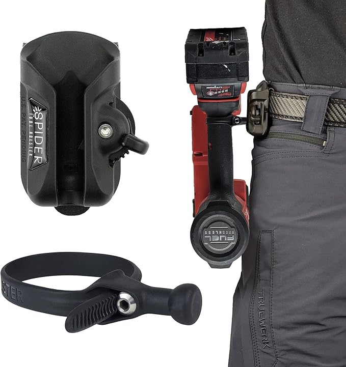 Spider Tool Holster - Improve The Way You Carry Your Power Drill, Driver, Multitool, Pneumatic, Multi-Tool and More on Your Belt - Compatible With All Major Tool Brands