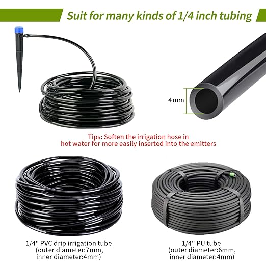 Irrigation Drip Emitters,50 Pcs Drip Emitters for 1/4" Drip Irrigation Tubing Adjustable Water Flow Drip Irrigation Emitters Drip Nozzles for Plants Garden Watering Raised Bed Potted Flower Vegetable