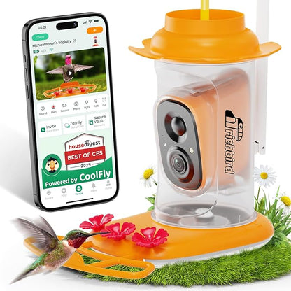 Smart Hummingbird Feeder with Camera Solar Powered, AI Identify, Instant Notification, Leakproof & Ant Moat Bird Feeder with Camera, Hummingbird Feeders for Outdoors, Gift for Bird Lovers (20 oz)
