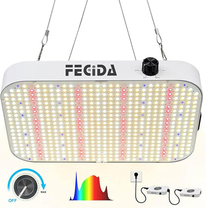 FECiDA Dimmable LED Grow Light for Seed Starting Seedlings Veg, UV-IR Included Full Spectrum Grow Lights for Indoor Plants, 2025 Best Grow Tent Light, Daisy Chain Function & Quiet Build-in Fan