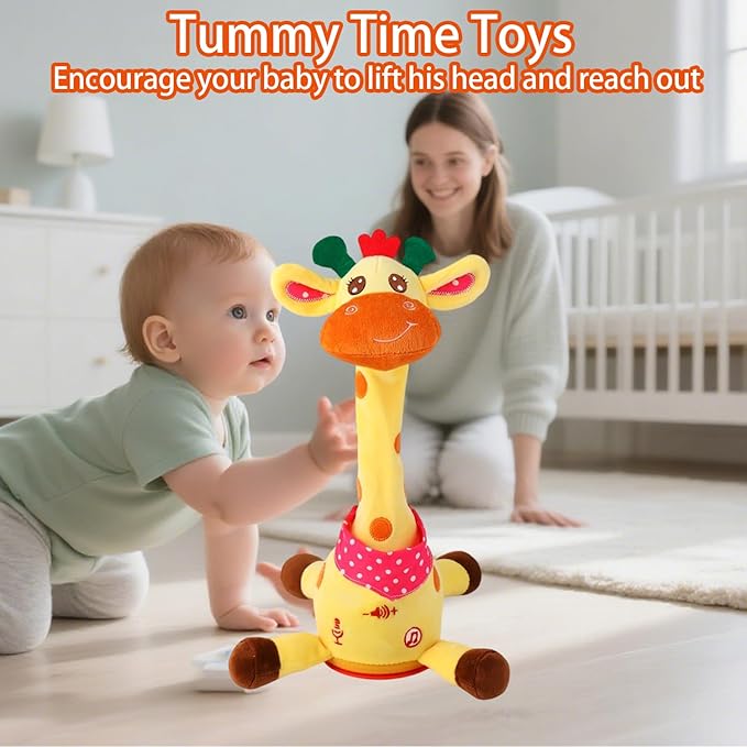 Dancing Talking Giraffe Toy, Singing Musical Giraffe Plush Tummy Time Toys with Volume Adjustment, 10 Children's Songs Light Up Toys, Repeating What You Say, Baby Toys for Boys Girls