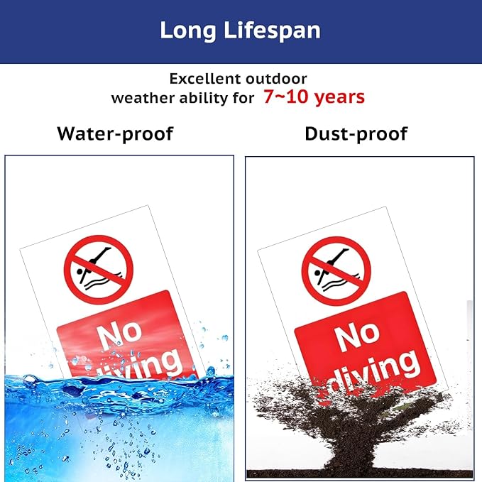 No Diving Allowed Tinplate Pool Sign - Splash-Proof Outdoor Metal Decor for Backyard Safety & Pool Rules