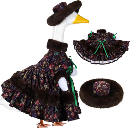Suzile Christmas Porch Goose Outfit Winter Costume for 23" High Cement or Plastic Goose Clothes for Yard Lawn Outdoor Garden Patio Concrete Duck Statue for Winter Snowflake Xmas Dress Holiday Decor