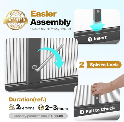 KING BIRD Greenhouse for Outdoors, 7.4x6 FT Polycarbonate Walk-in Green House, Quick-Setup Aluminum Frame UV Resistant Panel for Outside Garden Backyard W/ Lockable Screen Door, Vent, 2 Shelves, Black