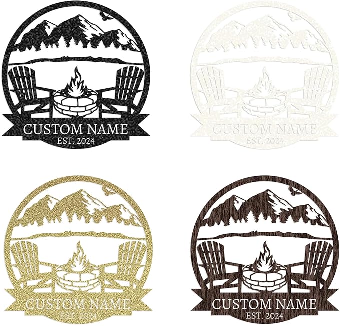 Personalized Camping Signs | Custom Metal Sign | Custom Mountain Campfire Sign | Custom Signs Outdoor Metal | Family Name Sign | Personalized Campfire Name Sign | Metal Wall Art | Camping Signs
