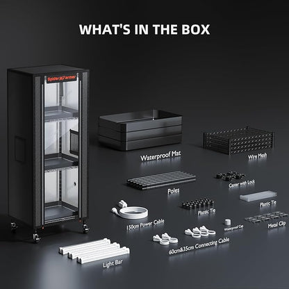 Spider Farmer 2025 4-Tier Plant Stand with 6Pcs 12" Full Spectrum 5000K LED Grow Lights and Tent Cover Mini Greenhouse Height Adjustable for Seed Starting Indoor Plants Growth 16Lx12Dx47H