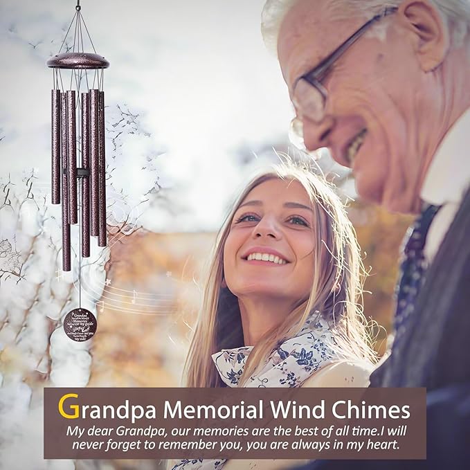 Memorial Gifts for Loss of Grandfather, 25''Memorial Wind Chimes for Loss of Grandpa,Sympathy Gifts for Loss of Grandfather, Bereavement, Condolence, Remembrance Gifts,Windchimes in Memory of Grandpa