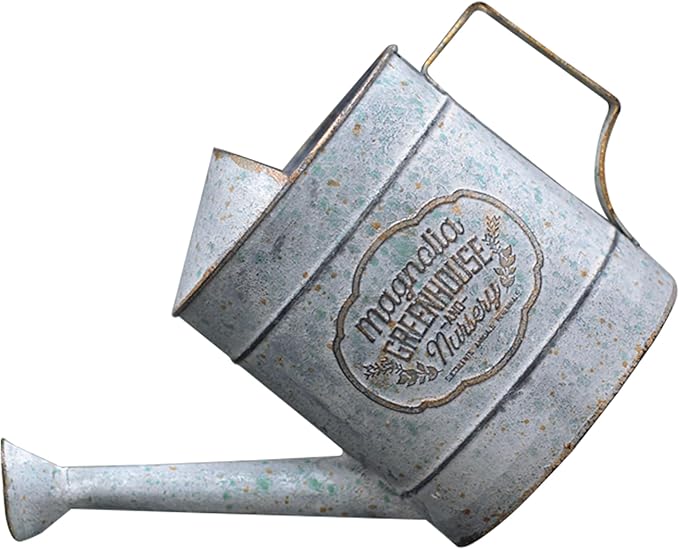 Vintage Metal Flower & Garden Watering Can, Rustic Farmhouse Decorative Watering Pot Planter for Home Patio Backyard Outdoor Plant Care