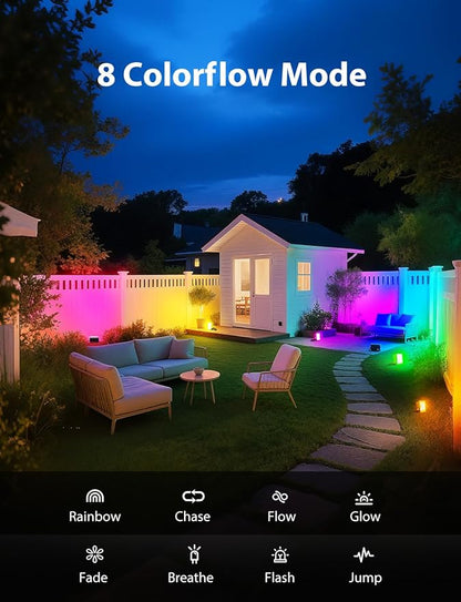 Onforu RGBW Flood Lights Outdoor Remote Control, Color Changing LED Landscape Lights, IP65 Waterproof Uplights for Events, Uplighting for Halloween Christmas Garden Yard Party, Wired 4 Pack 40W