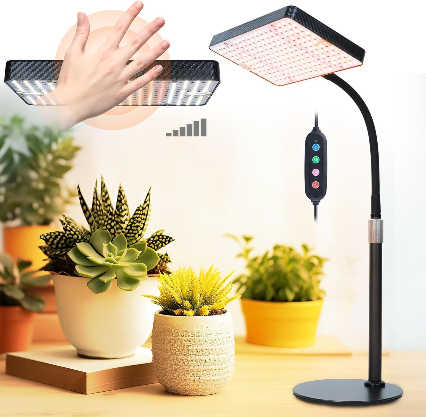 FECiDA Smart Control Desk Grow Light with Timer 4/8/12H, 25W Table Top Grow Lights for Indoor Plants, Seed Starting, Bonsai, Bright Enough Like A Small Sun for Indoor Jungle, 16"-24" Height Adjustable