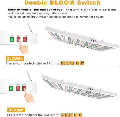 2024 New SPF6000 600W LED Grow Light 6x6ft Coverage with New Diodes & IR Lights Full Spectrum Veg Bloom Growing Lamps for Indoor Plants Seeding Flower Led Plant Light Fixture