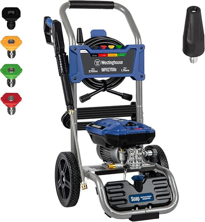 Westinghouse WPX2700e Electric Pressure Washer, 2700 PSI and 1.76 Max GPM, Induction Motor, Onboard Soap Tank, Spray Gun and Wand, 5 Nozzle Set, for Cars/Fences/Driveways/Homes/Patios/Furniture