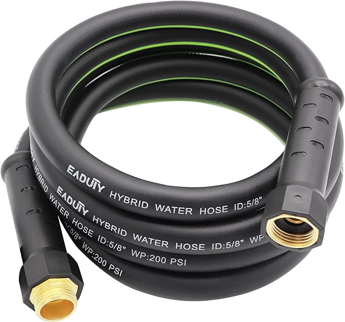 Hybrid Lead In Garden Hose 5/8 IN. x 10 FT, Heavy Duty, Lightweight, Flexible with Rotatable Grip Handle and Solid Brass Fittings