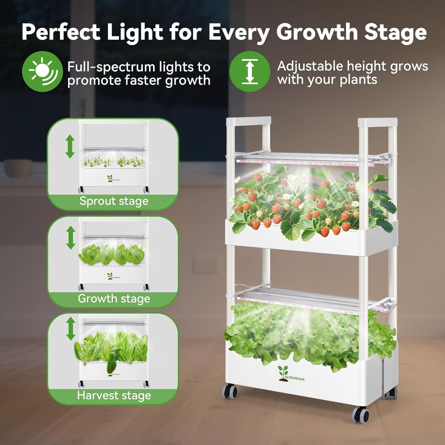 BAOSHISHAN Hydroponics Growing System Indoor Garden, 28 Pods Indoor Gardening System with LED Light, Automatic Timer Pump System Hydroponic System for Vegetable Fruit Herb