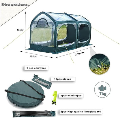 porayhut Pop Up Greenhouse Cover Flower House Mini Gardening Plant Flower Sunshine Room Room,Backyard PVC Greenhouse Cover for Cold Frost Protector Gardening Plants (Tunnel Grennhouse)