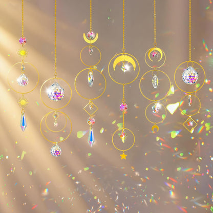 H&D HYALINE & DORA Set of 6 Colorful Crystals Suncatcher Hanging Sun Catcher with Crystals Pendant Ornament Crystal Balls for Window Home Garden Decor