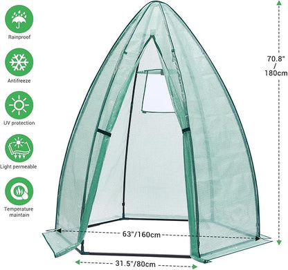 Portable Plant Protector from Animals, Ohuhu Greenhouse for Outsides with Durable PE Cover, Heavy Duty Green House with Zippered Door Mesh Window for Vegetables Flowers Fruits Herbs, 63x54x71 Inch
