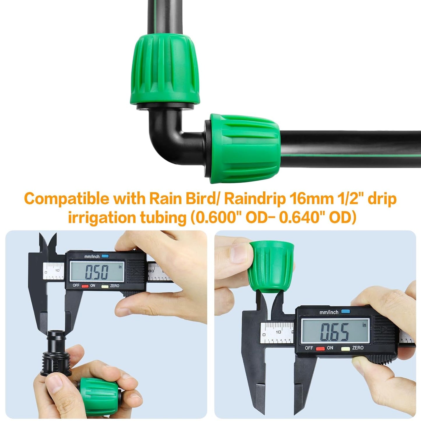 Drip Irrigation 1/2" Elbow Fittings：1/2 Inch Drip Line Lock Barbed 90 Degree Elbow Connectors for Drip Irrigation Tubing (1/2" ID x 0.640" OD) Anti-Drop Drip Irrigation Parts (12 Pieces)