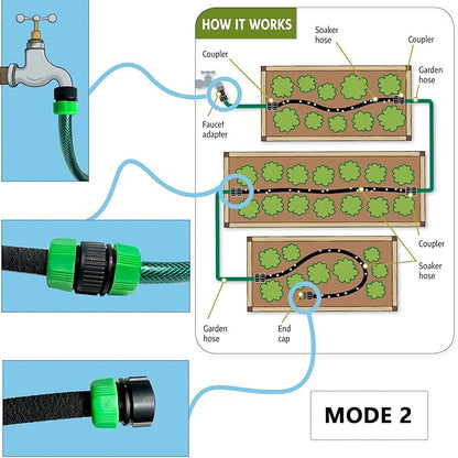 AMRITA Soaker Hose for Garden 60ft,PVC Garden Hose 50ft, 1/2" Drip Hose Linkable Consistent Irrigation Hose Save 70% Water, Heavy Duty Round Soaker Hose for Garden Bed Foundation.(1/2-60ft+50ft)