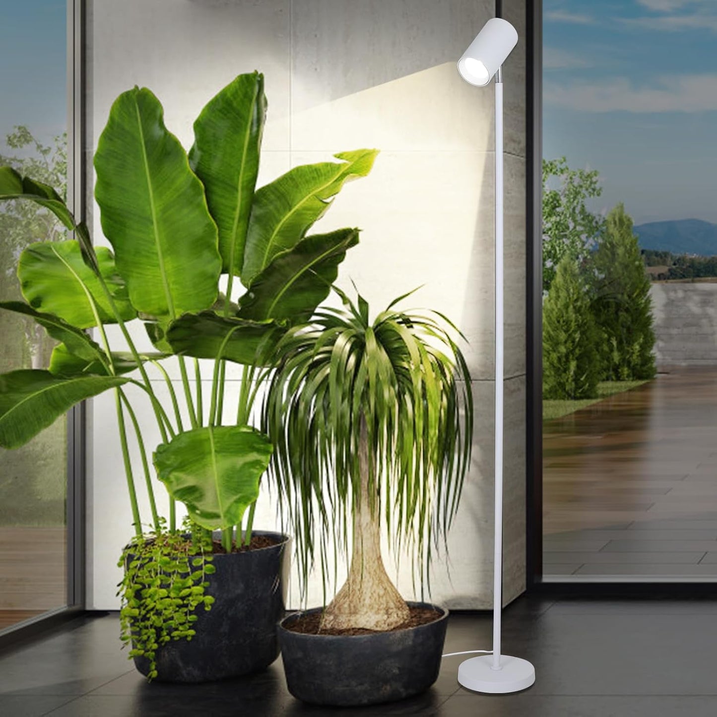 HMVPL 40W Grow Lights Stand for Indoor Plants Full Spectrum, Standing Plant Light for Indoor Growing with COB Plant Light Bulb, 4/8/12H Timer, Tall Growth Floor Lamp for Large Plant (6 Level Height)