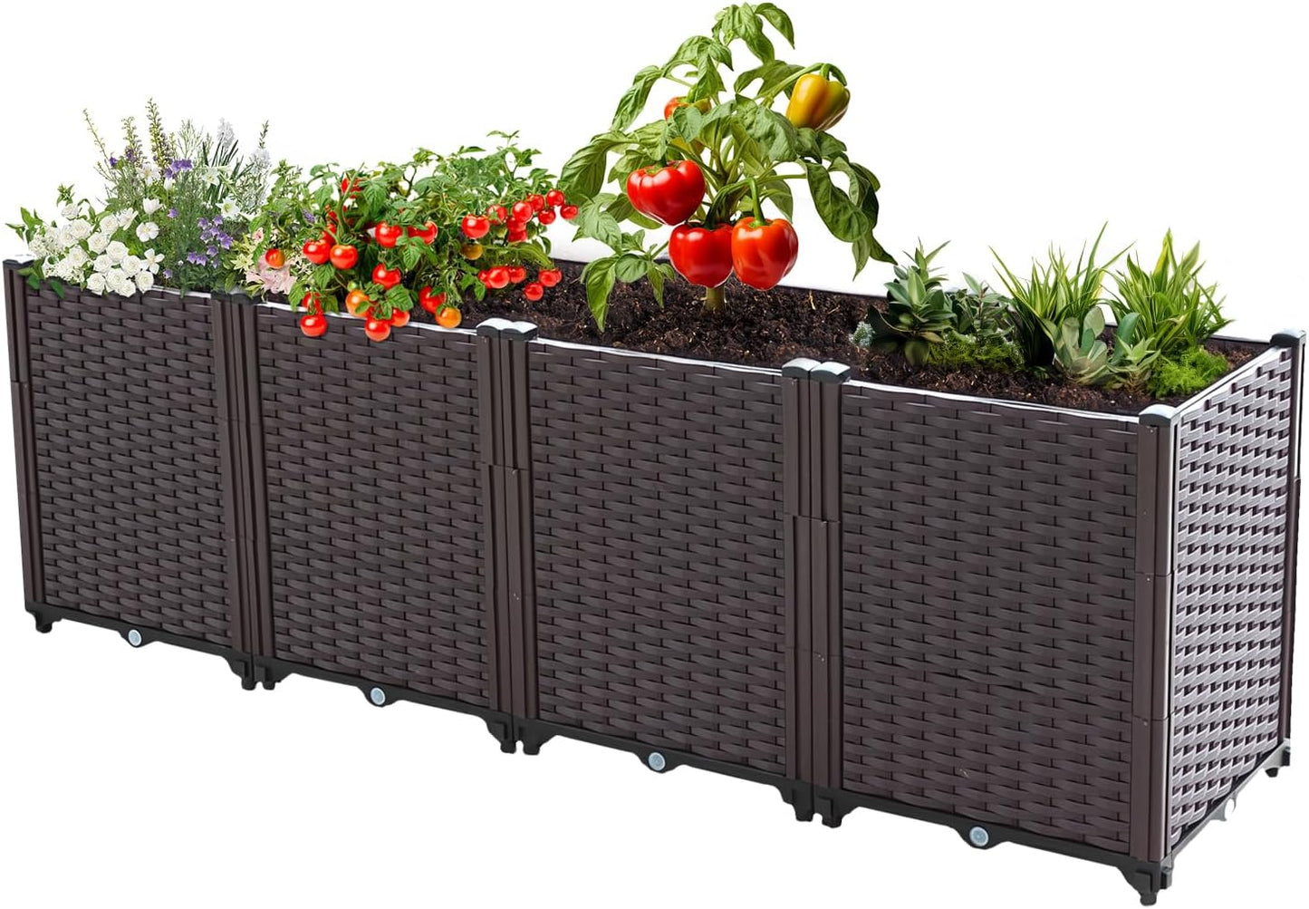 Raised Garden Bed, Planters for Outdoor Plants Raised Beds for Gardening, Plastic Planter Raised Beds for Planting Outdoor Plant Vegetables, Flowers, Fruits and Plants, 63"(L) x 15.7"(W) x 20.4"(H)