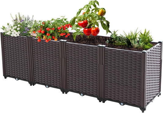 Raised Garden Bed, Planters for Outdoor Plants Raised Beds for Gardening, Plastic Planter Raised Beds for Planting Outdoor Plant Vegetables, Flowers, Fruits and Plants, 63"(L) x 15.7"(W) x 20.4"(H)