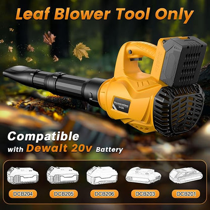 Cordless Leaf Blower (Battery Not Included) Compatible with DeWALT 20V Max Battery, Max 600 CFM/125 MPH Brushless Motor, 6 Variable-Speed, Ergonomic Battery Powered Blowers for Lawn Care, Yard