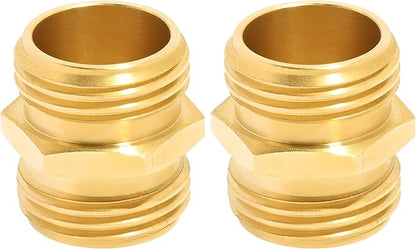 TAROSE 2 Pack Brass Garden Hose Adapter, Male to Male Hose Connector Adapter, GHT to GHT Adapter Hose Fitting,Brass Garden Hose to Pipe Fittings Connect
